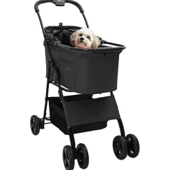 Articles Pour Animaux De Compagnie-vidaXL Poussette Pliante pour Animaux 81 x 47 x 99 cm Polyester Noir
