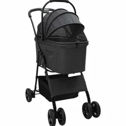 Articles Pour Animaux De Compagnie-vidaXL Poussette Pliante pour Animaux 81 x 47 x 99 cm Polyester Noir