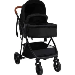 vidaXL Poussette pour bébé 3-en-1 et noir Acier