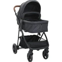 vidaXL Poussette pour bébé 2-en-1 et noir Acier