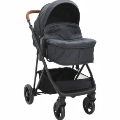 vidaXL Poussette pour bébé 2-en-1 et noir Acier