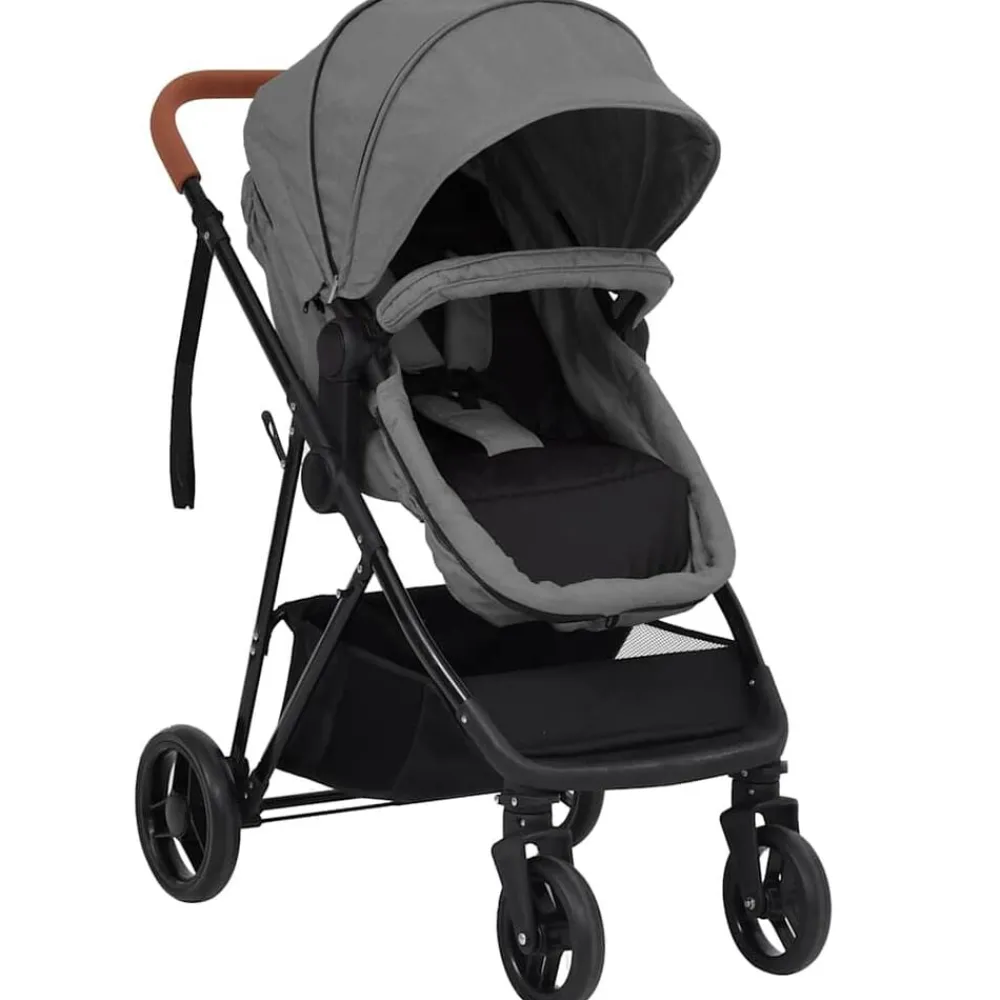 vidaXL Poussette pour bébé 2-en-1 et noir Acier