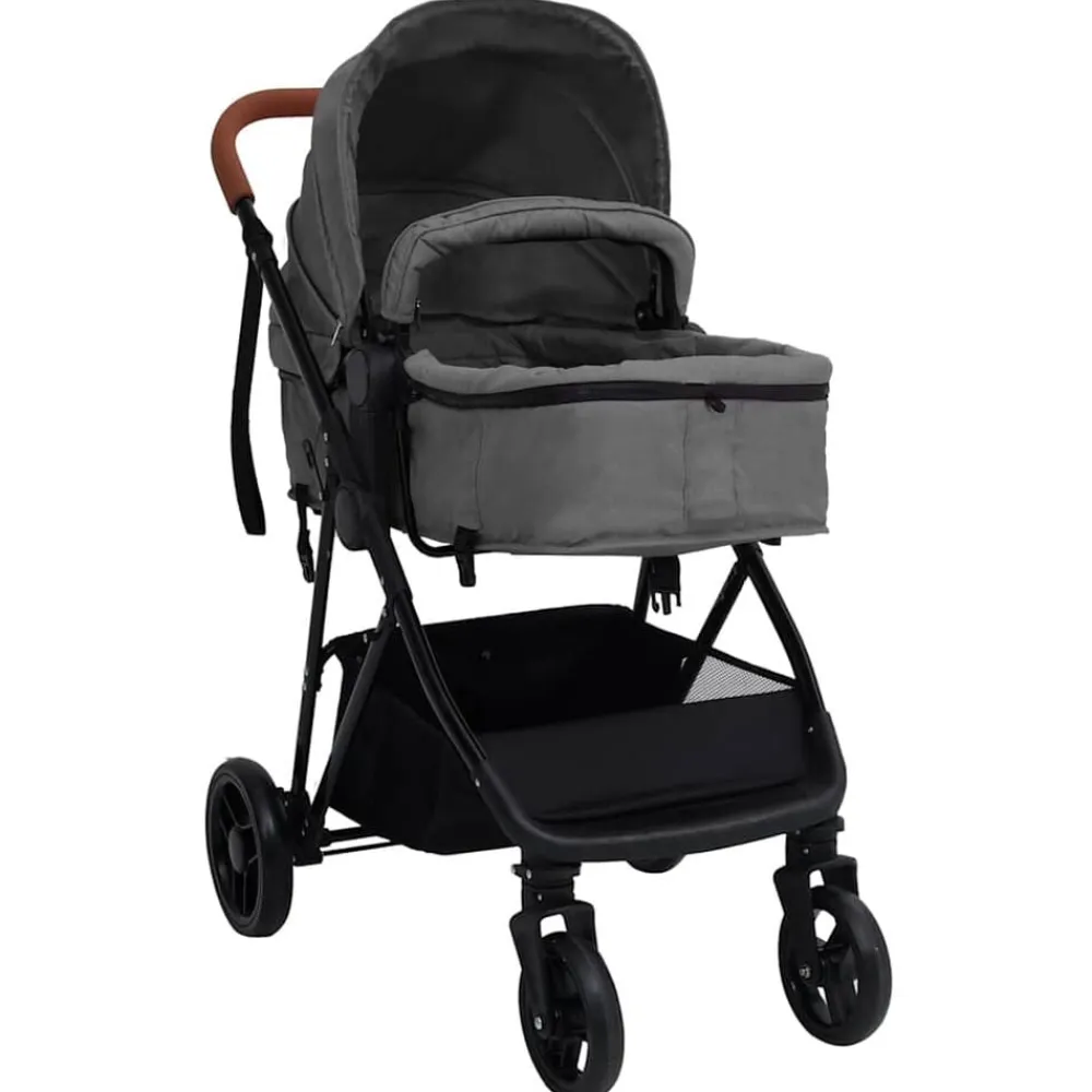 vidaXL Poussette pour bébé 2-en-1 et noir Acier
