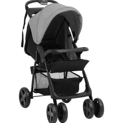 Transport De Bébés-vidaXL Poussette pour bébé 3-en-1 et noir Acier Gris clair