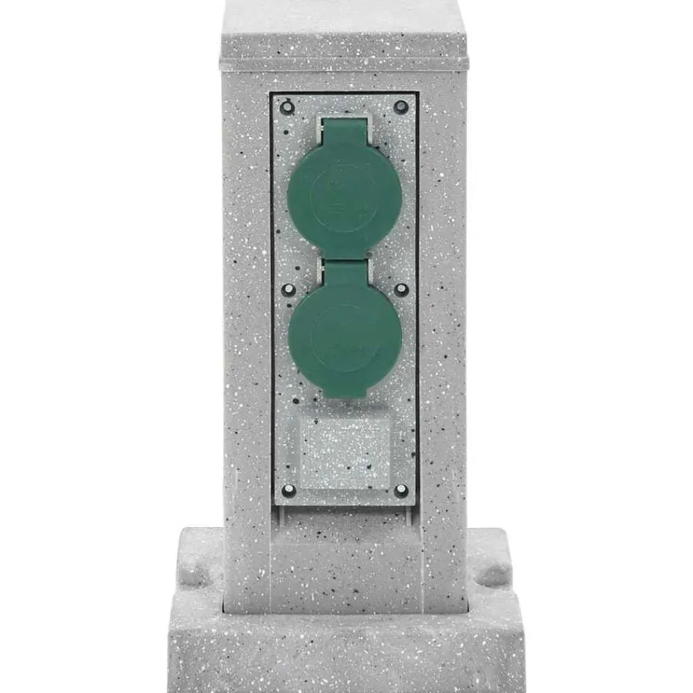 Accessoires Électriques-vidaXL Prise d'extérieur avec piquet à 4 voies aspect de pierre gris