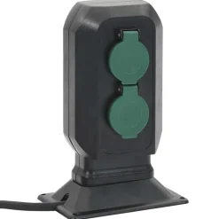 Accessoires Électriques-vidaXL Prise d'extérieur avec piquet à 2 voies noir vert 15,5x11x24 cm