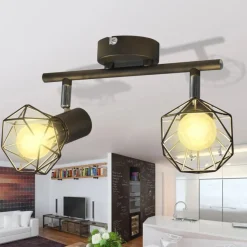 Luminaires-vidaXL Projecteur style industriel noir avec 2 ampoules à filament LED