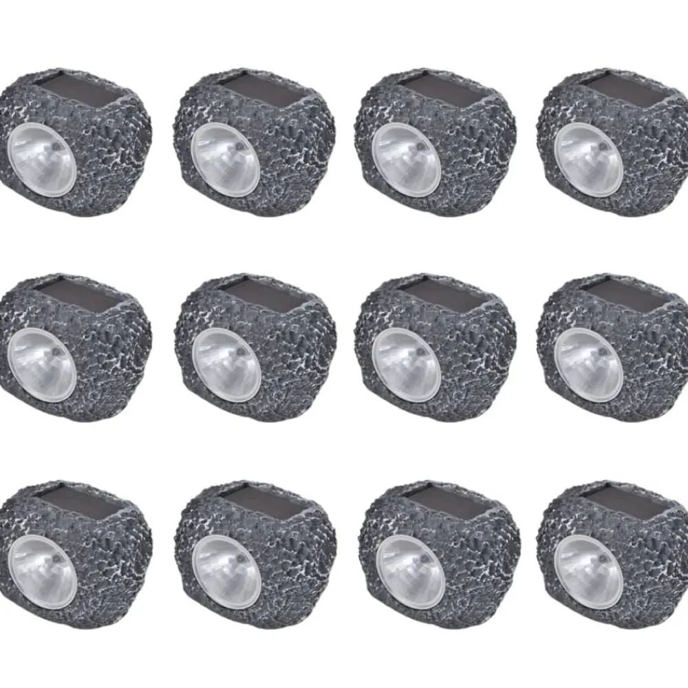 Luminaires-vidaXL Projecteurs solaires à LED forme de pierre 12 pcs