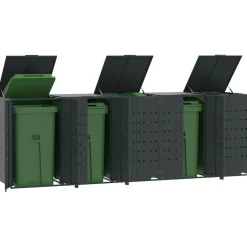 Produits Ménagers-vidaXL Rangement à roulettes pour poubelles pour 5 bacs Anthracite