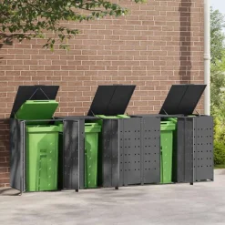 Produits Ménagers-vidaXL Rangement à roulettes pour poubelles pour 5 bacs Anthracite