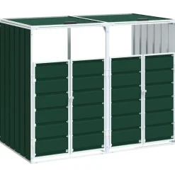 vidaXL Rangement à roulettes pour poubelles pour deux bacs acier