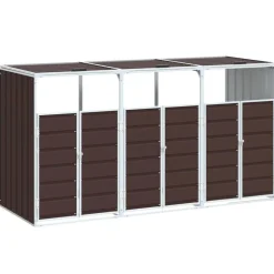 vidaXL Rangement à roulettes pour poubelles pour trois bacs acier