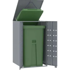 vidaXL Rangement à roulettes pour poubelles pour bac unique acier