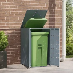vidaXL Rangement à roulettes pour poubelles pour bac unique acier