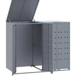 vidaXL Rangement à roulettes pour poubelles pour 2 bacs acier