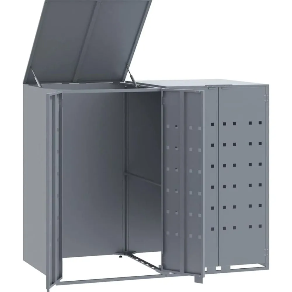 vidaXL Rangement à roulettes pour poubelles pour 2 bacs acier
