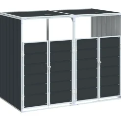 vidaXL Rangement à roulettes pour poubelles pour deux bacs acier