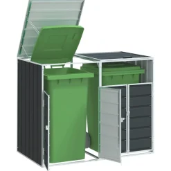 vidaXL Rangement à roulettes pour poubelles pour deux bacs acier
