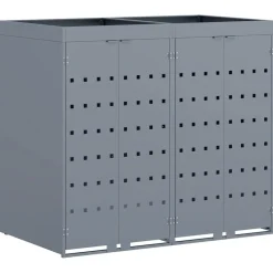 Produits Ménagers-vidaXL Rangement de poubelle à roulettes pour 2 poubelles clair Gris