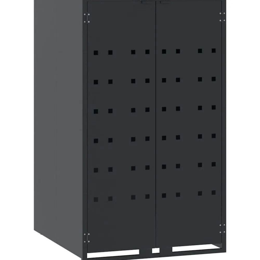 Produits Ménagers-vidaXL Rangement pour poubelle à roulettes pour poubelle simple 69 x 79 x 117 cm Acier Anthracite