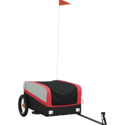 Loisirs De Plein Air-vidaXL Remorque de vélo noir et 30 kg fer Rouge