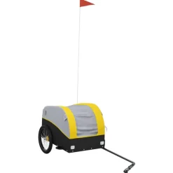 Loisirs De Plein Air-vidaXL Remorque de vélo noir et 30 kg fer Jaune