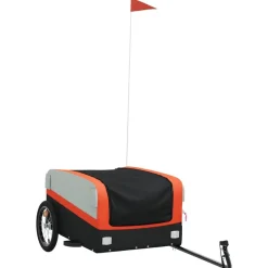 Loisirs De Plein Air-vidaXL Remorque de vélo noir et 45 kg fer Orange
