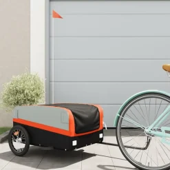 Loisirs De Plein Air-vidaXL Remorque de vélo noir et 45 kg fer Orange