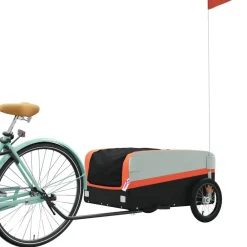 Loisirs De Plein Air-vidaXL Remorque de vélo noir et 45 kg fer Orange