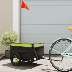 vidaXL Remorque de vélo noir et 30 kg fer