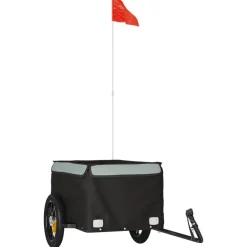 Loisirs De Plein Air-vidaXL Remorque de vélo noir et 30 kg fer Gris
