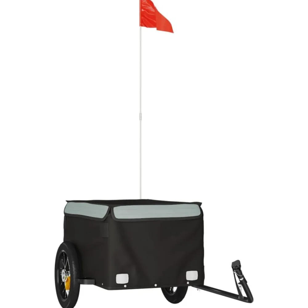 Loisirs De Plein Air-vidaXL Remorque de vélo noir et 30 kg fer Gris