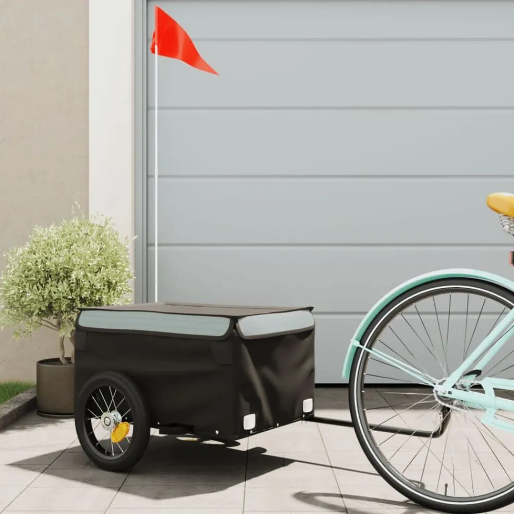 Loisirs De Plein Air-vidaXL Remorque de vélo noir et 30 kg fer Gris