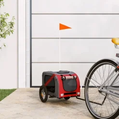 Articles Pour Animaux De Compagnie-vidaXL Remorque de vélo pour animaux de compagnie et gris Rouge