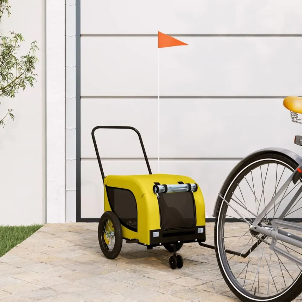 Articles Pour Animaux De Compagnie-vidaXL Remorque de vélo pour animaux de compagnie Jaune et noir