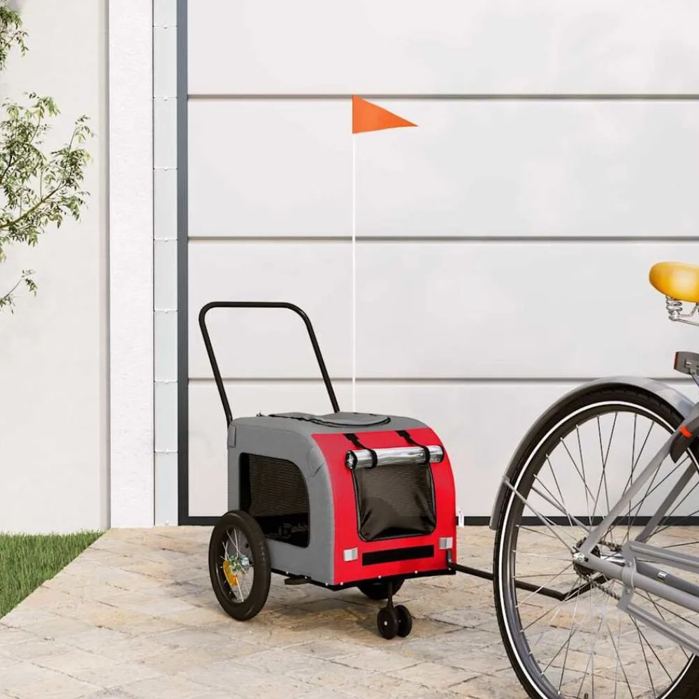 vidaXL Remorque de vélo pour animaux et gris 125 x 53 x 54 cm