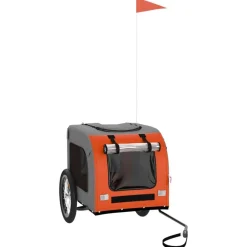 Articles Pour Animaux De Compagnie-vidaXL Remorque de vélo pour animaux de compagnie et gris Orange