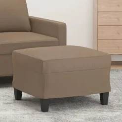 Poufs-vidaXL Repose-pied 60x50x41 cm Similicuir Cappuccino