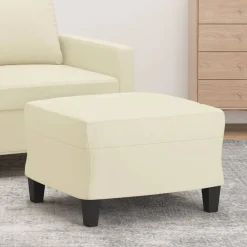 Poufs-vidaXL Repose-pied Crème 60x50x41 cm Similicuir Cr&egrave;me