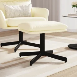 Poufs-vidaXL Repose-pied Crème 60x60x36 cm Similicuir Cr&egrave;me