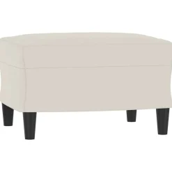 Poufs-vidaXL Repose-pied Crème 60x50x41 cm Velours Cr&egrave;me