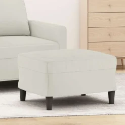 Poufs-vidaXL Repose-pied Crème 60x50x41 cm Velours Cr&egrave;me