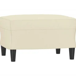 Poufs-vidaXL Repose-pied Crème 60x50x41 cm Similicuir Cr&egrave;me