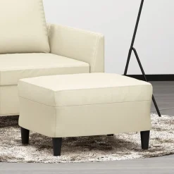 Poufs-vidaXL Repose-pied Crème 60x50x41 cm Similicuir Cr&egrave;me