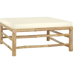vidaXL Repose-pied de jardin avec coussin crème Bambou