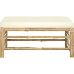 vidaXL Repose-pied de jardin avec coussin crème Bambou