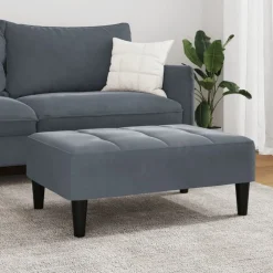 Poufs-vidaXL Repose-pied 77x55x31 cm velours Gris foncé