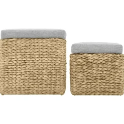Poufs-vidaXL Repose-pied lot de 2 Jacinthe d'eau Gris