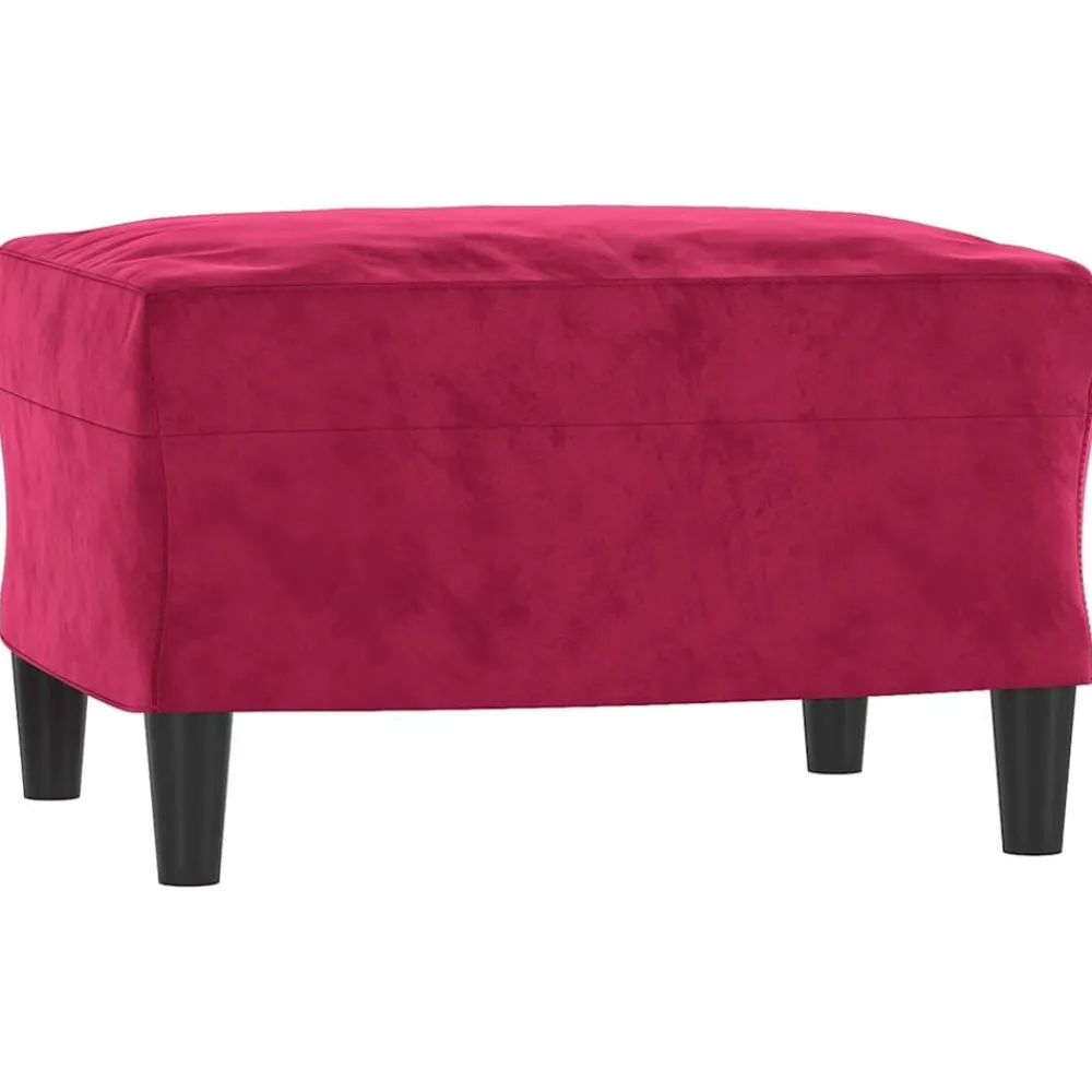 Poufs-vidaXL Repose-pied 60x50x41 cm Velours Rouge bordeaux