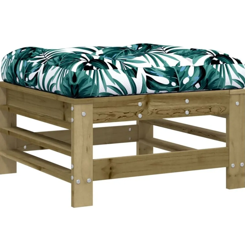vidaXL Repose-pieds de jardin et coussins lot de 2 bois